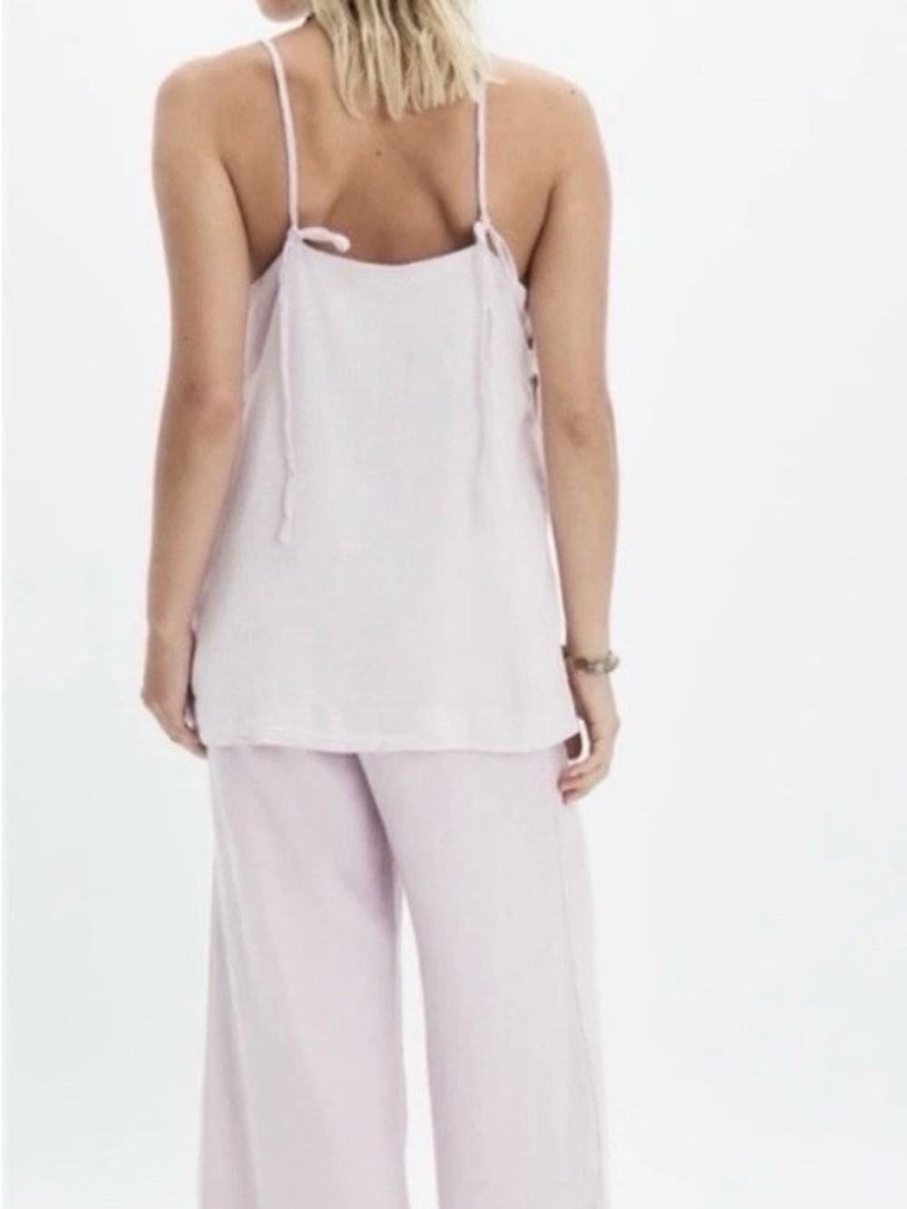 Free People sightseer linen Embroidered Cropped Wide-Leg Pants & Tank Set - Picture 5 of 11